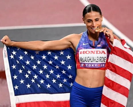 The American sprinter runs quickest female 400m in four decades to win gold